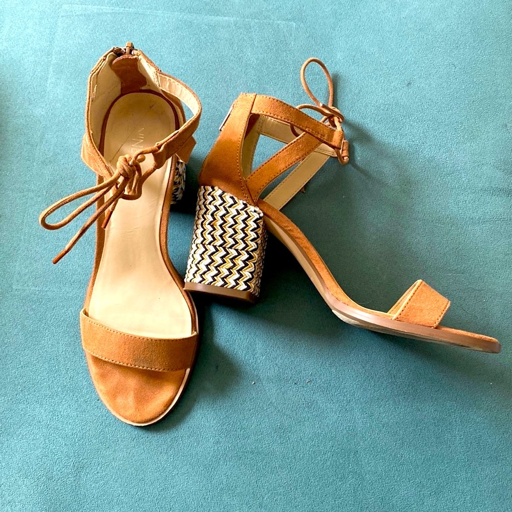 Nine West Block Heel Open Toe Shoe With Heel Deta… - image 1